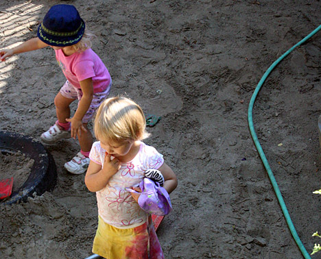 Photo of two gils in the playground