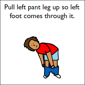 step 5 pull left pant leg up so left foot comes through it